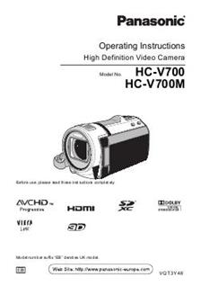 Panasonic HC V700 manual. Camera Instructions.